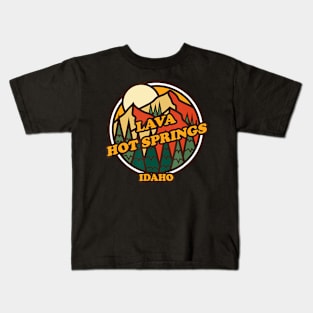 Vintage Lava Hot Springs, Idaho Mountain Hiking Print Kids T-Shirt